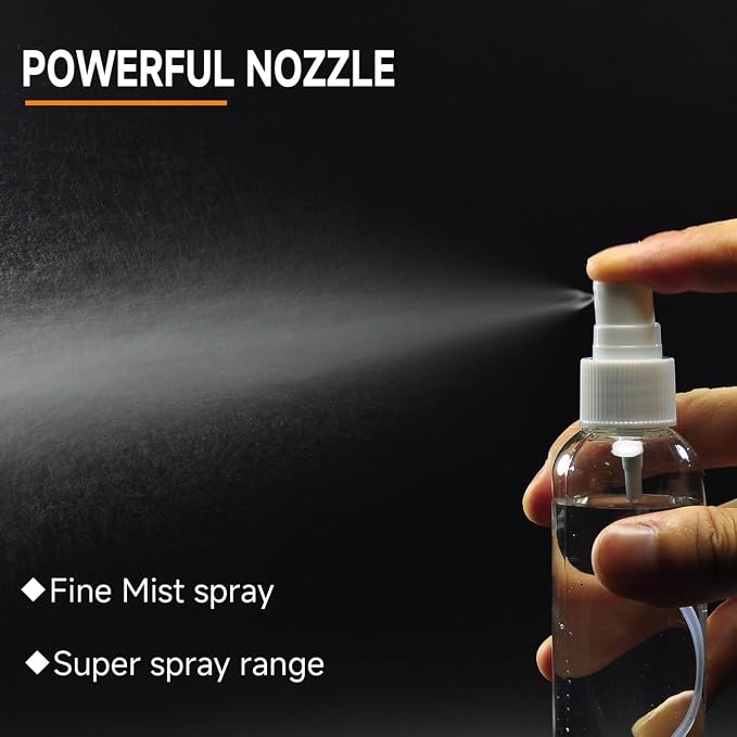 Small Spray Bottles 2OZ, Plastic Travel Spray Bottle, Refillable Mini Spray Bottle for Face, Liquids, Perfume, with Labels (3 Pack)