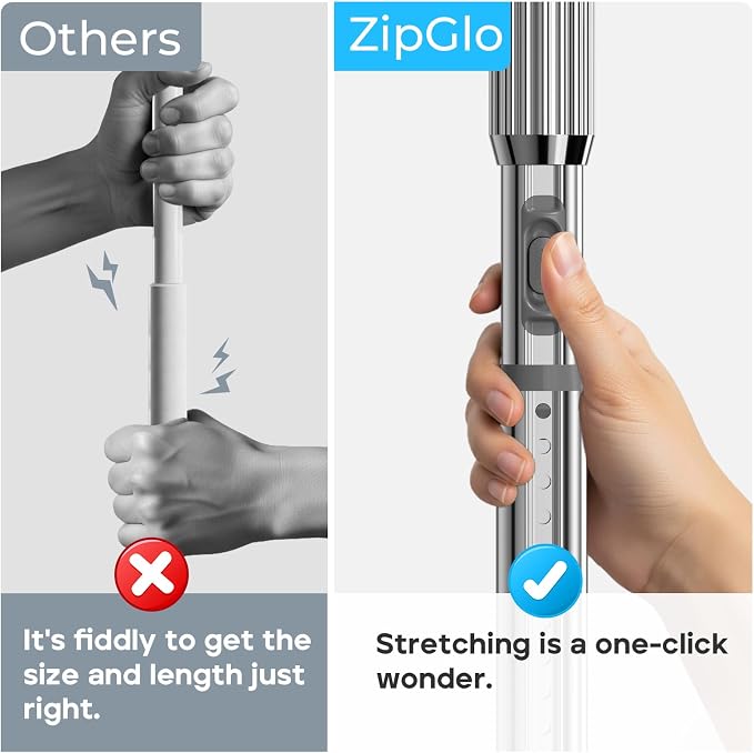 Silver Tension Curtain Rod 41-126In(4-10Ft), Long Outdoor Curtain Rod No Drilling for Window or Patio, Heavy Duty Shower Rod for Bathroom,Rod Diameter 1.26In-One-bond stretching