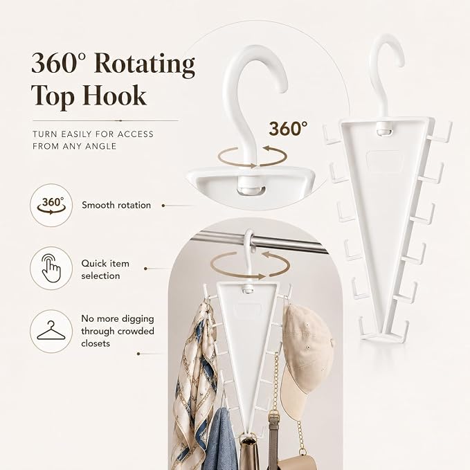 V-Shaped Double-Sided Closet Organizer Hanger, Multi-Functional V-Shaped Double Sided Hanger Storage Rack, Vertical Closet Storage Rack for Shirts, Light Jackets, Hats, Scarves (4, White)