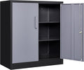 SISESOL Storage Cabinet with Doors and Shelves,36 inch Metal Storage Cabinet with Locking Doors,Small Metal Cabinets with Lock,Gray Garage Cupboard for Home Office,Garage,Shop