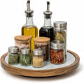 Rickby, 12" Premium Acacia Wood Lazy Susan Turntable for Table Top with Removable Marble Texture Glass Plate, Wooden Lazy Susan for Dining Table Centerpiece & Kitchen Countertop
