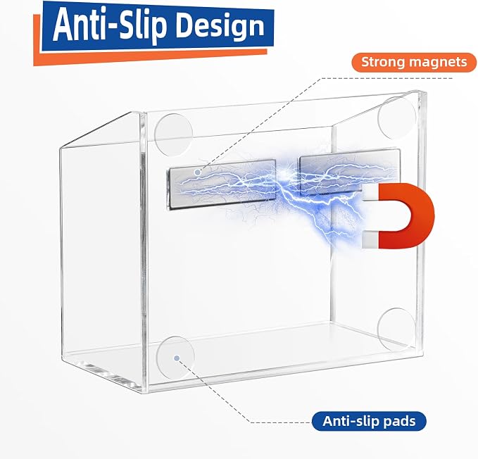 Simetufy Magnetic Pen Holder, Magnetic Dry Erase Marker Holder, magnetic pen holder for refrigerator, whiteboard, Pens, Pencils, Non-slip Acrylic Magnetic Marker Holder- Transparent, 1 Pack