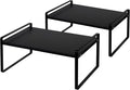 Nxconsu Stackable Cabinet Shelf Organizer 2 Pack, Wide Black | Heavy-Duty 3mm Steel Stackable 2-Tier Shelf, Holds 50 lb, for Kitchen Cabinet Pantry Cupboard Counter Bathroom Under Sink