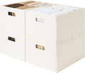 StorageWorks Fabric Storage Bins for Shelves, Closet Organizers and Storage Baskets, Closet Storage Bins with Cutout Handles, Large, 4-Pack, Ivory