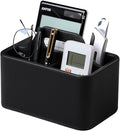 PU Leather Remote Control Holder, Desk Caddy Organizer with Handle Beige | 3 Compartments Portable Remote Organizer, Remote Caddy Bedside Holder for Office Storage Supply Organizer
