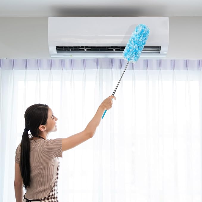 Tanlade 8 Pcs Microfiber Feather Duster for Cleaning, Extendable 13-31 Inch Ceiling Fan Duster with Bendable Head, Washable Tools for Ceiling Fans, Furniture, Car, Cobwebs (Bright Color)