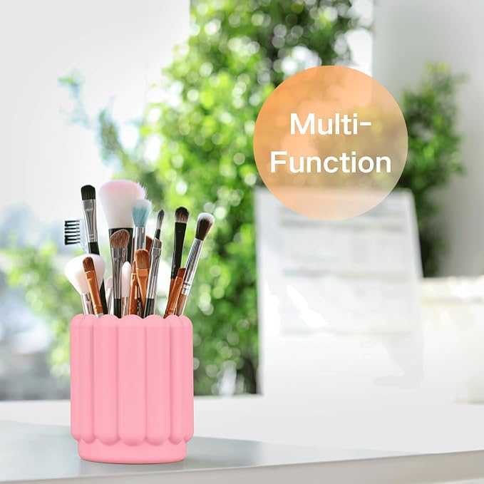 Silicone Pen Holder, Pencil Holder Cute Pens Cup for Desk for Kids Office Decor Desk Accessories Pen Pot Desk Organizer (Pink)