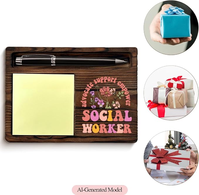 Social Worker Gifts for Women, Appreciation Gifts for Social Worker Advocate Support Empower Sticky Note Holder for Office Cubicle Desk Decor