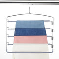 Pants Hangers 6 Pack 5 Layers Multi Functional Pants Rack Swing Arm Space Saver Hanger for Trousers Jeans Towels Scarf （Grey）