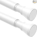 2 Pack White Shower Curtain Rod - Adjustable 45-77 inch Tension Curtain Rod, Spring loaded Curtain Rod for Bathroom Window