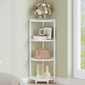 Hzuaneri Corner Shelf Stand, Corner Bookshelf, Storage Standing Shelf Unit with Metal Frame, Plant Stand, Bookcase for Living Room, Home Office, Bedroom, 4-Tier White CS05813W