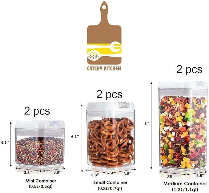 Food Storage Containers with Lids, 6 Pieces Set Airtight Food Containers , Interchangeable Lock Design & Heavy Duty BPA Free Plastic (6)