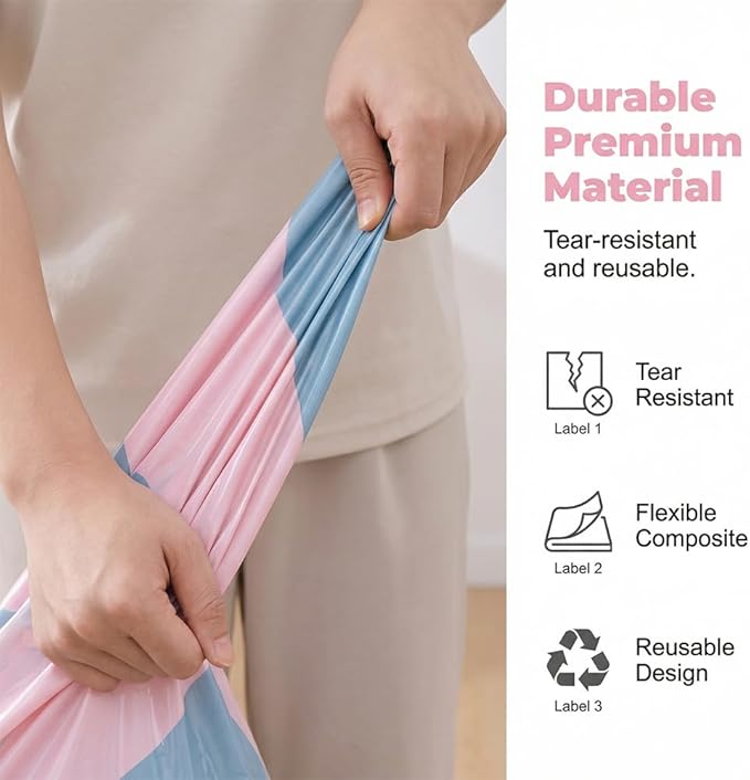 No Pump Vacuum Storage Bags,Vacuum Bags for Clothes (M+L, 4 Pack) | Upgraded Large Storage Compression Bags,Comforters,Blankets,Space Saver Bags