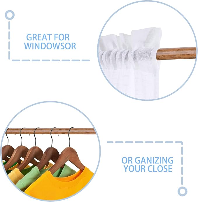 AIZESI Spring Tension Curtain Rods Short Tension Rod (Wood, 16" to 28"-2Pcs, Optimum Scope of Application 16 to 24 inch, Can't Hang Heavy Curtains)