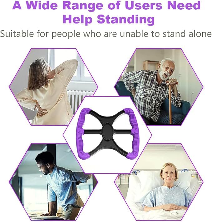 Yuhoo Lift Assists Standing Aid-Handicap Bar with No-Slip Grip Handles, Contact Free Grip Lift Assist Foot Standing Mobility Aid, Portable Help Seniors Handicapped Transfer Assistant(Purple)