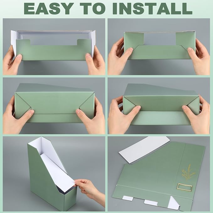 AmazingSpark 5 Pack Magazine File Holder Office Desk Storage Holder Set Vertical Desk Cardboard Organizer for Office Home Classroom Organize Your File Magazines Paperwork Books or Binders(Sage Green)