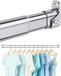 Premium Chrome Oval Closet Rod for Hanging Clothes 30 to 54.5 Inch, Includes End Supports, Adjustable Wardrobe Tube, Heavy Duty Extendable Closet Pole, Carbon Steel