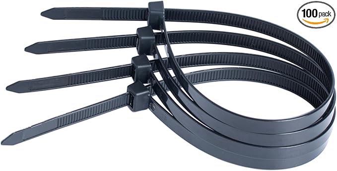 Zip Ties 16 Inch Black Cable Ties Wraps 100 Pcs with 60 Pounds tensile | UV Resistant Weatherproof Cable Ties for Outdoor Use by WANGFA