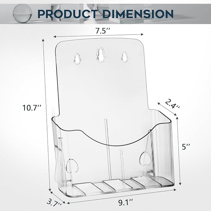 xydstay Acrylic Brochure Holder 8.5x11 Inches Slant Back Design, Clear Display Stand, Plastic Table Stand Sign Holder,Pamphlet Holder Flyer Holder, Acrylic Display Stand,for Office, Home, Store, 2 Pack