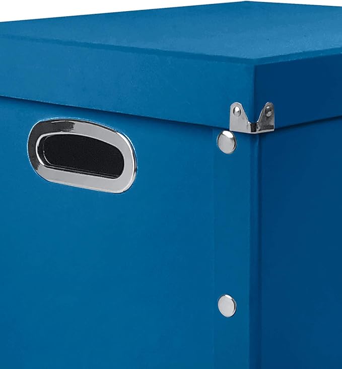 Snap-N-Store Vinyl Record Storage Box - Pack of 1-13.2 x 12.625 x 12.5 Inch LP Holder with Lid for 12-inch Records - Crate Holds up to 75 Vinyl Albums - Classic Blue