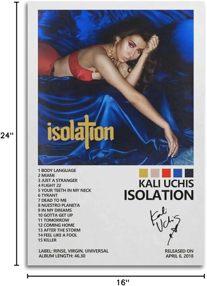 Kali Uchis Poster Indie Music Album Cover Art Wall Canvas Picture Suitable for Modern Office Bedroom Living Room Room Decor Gift 16x24inch(40x60cm) Unframe-style