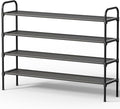 Kitsure Shoe Rack, 39" Wide Extra-Long Shoe Organizer, 4-Tier, Black | Closet, Front Door Entrance, Entryway, Stackable & Detachable Shelf, Closet Organizers and Storage