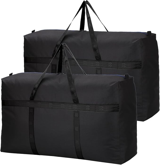 130L Extra Large Moving Bags Storage Totes Bag for Clothes, Moving Supplies, Space Saving Storage Bag Organizer for Moving, Traveling (Black-130L)