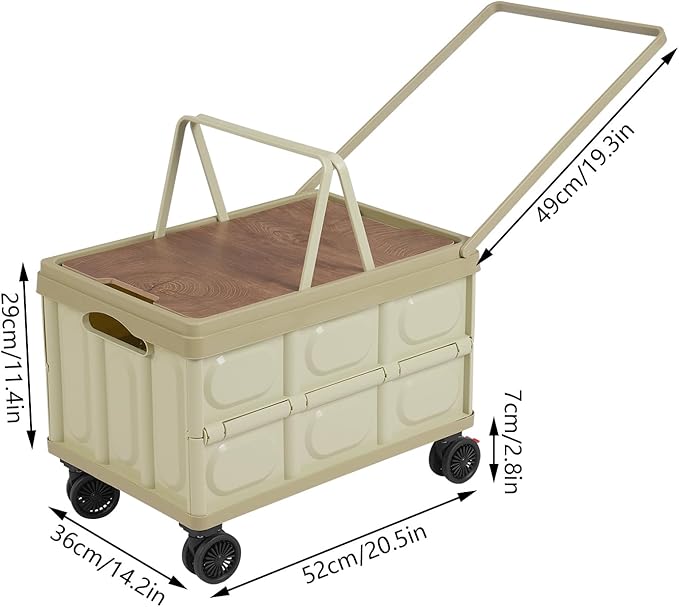 Collapsible Storage Carts, Movable Utility Cart, Camping Storage Bins, Multi-Functional Storage Trolley w/Wheels, Storage Handcart for Kitchen/Bedroom/Office for Books/Toy/Tools (Green)