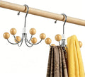 Sweatshirt Hangers with 6 Cedar Balls, Purse Hanger, Scarf Hanger, Wooden Closet Hooks, Handbag Organizer, Bra Hanger, Accessory Organizers for Scarf, Tanktop, Hat, Hoodie-Wood Color(2 Pack)