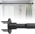 Shower Curtain Rod 30-92 Inch Closet Rod, 1 Inch Diameter Adjustable Heavy Duty Shower Rods Anti-Rust Wall-Mounted Fixed Shower Curtain Rod, Matte Black