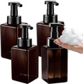 TMLECE 15oz/450ml Square Foaming Soap Dispenser Bottles(4 Pack) | BPA-Free PETG, Glass-Like Appearance, Rich Foam Pump with Leak-Proof Locking Design for Hand Soap, Cleanser & Body Wash,Brown