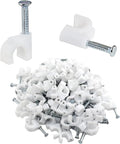 Bonsicoky 6mm White Nail Cable Clips, 100Pcs | Steel Nail, Cable Wire Management, For Ethernet Cable, For Telephone Cable, For TV Wire Cable