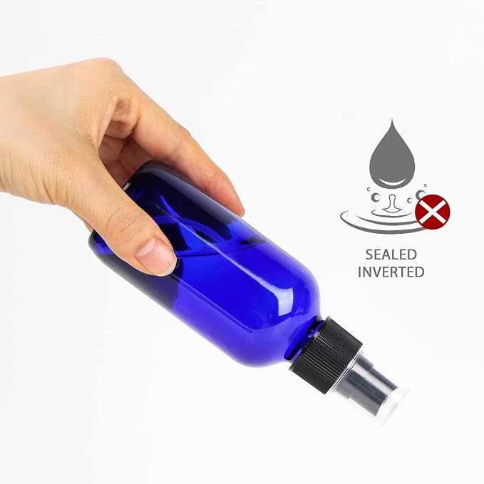 CycleMore 120ml 16 Pack 4oz Blue Glass Spray Bottles with Fine Mist Sprayers, Glass Travel Bottles for Cosmetic, Essential Oils, Cleaning Solutions, Perfumes & More Liquids Ideal for Friends