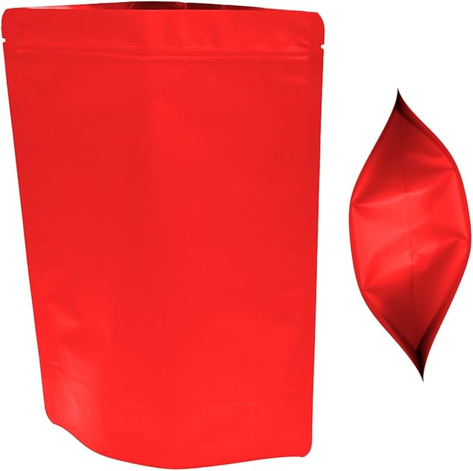 50PCS Smell Proof Resealable Pouch Bags,ULIFESTAR Aluminum Foil Flat Food Storage Bag,Sealable Pcsaging Zipper Pouches with Tear Notches for Pcsaging Lipgloss,Jewelry,etc(18 * 26cm/7.09 * 10.24",Red)