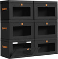 DIMJ Storage Bins with Lids - 6 Pack Large Fabric Closet Organizer with Window & Handles, Collapsible Decorative Storage Boxes for Shelves Under Bed, Books Clothes Blankets Sweaters Organization