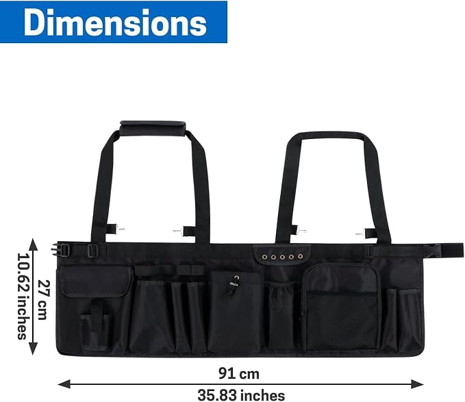 VISEMAN Fishing Bucket Organizer for 5 Gallon Bucket, Waterproof with 3 Rod Holders, Padded Handle, Multi-Pocket Tool Caddy for Ice, Bank, and Sea Fishing