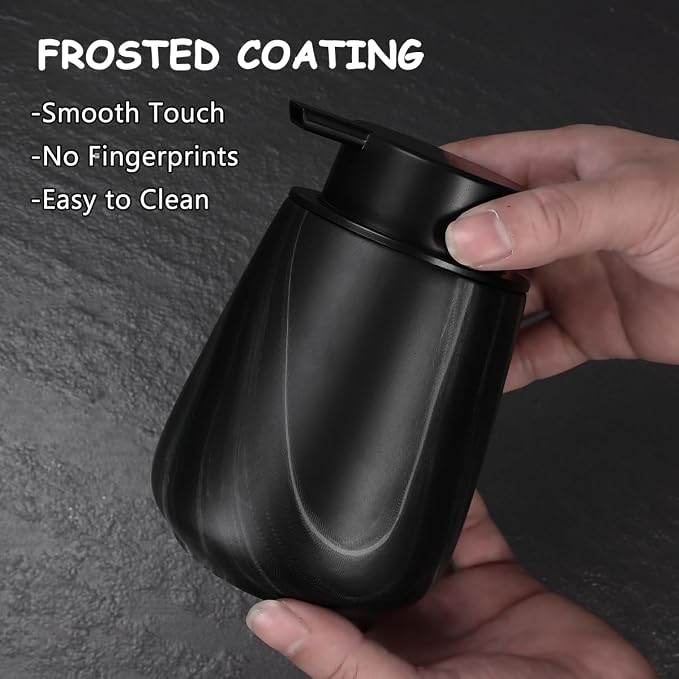 12Oz Ceramic Liquid Soap Dispenser - Modern Lotion Hand Soap Dispenser with Easy-to-Press Black Pump, Reusable and Refillable Dish Soap Dispensers for Bathroom & Kitchen, Marble Black