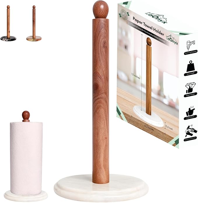 Paper Towel Holder, Marble Base Paper Towel Holder countertop, Kitchen Towel Holder, Bathroom Paper Towel Holder (White)