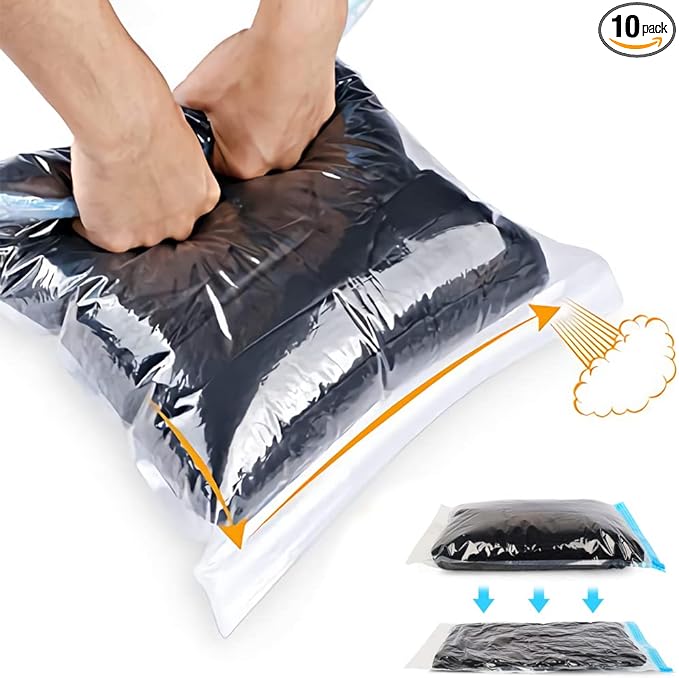 ALMING Compression Bags - Travel Accessories - 10 Pack Space Saver Bags - No Vacuum or Pump Needed - Vacuum Storage Bags for Travel Essentials - Home Packing-Organizers (Blue)