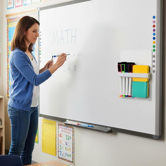 TecUnite 2 Pcs Magnetic Pouch Magnetic Pockets for Classroom | Dry Erase Marker Holder for Whiteboard, Pen Holder for Refrigerator Fridge, Locker Accessories, White Pens Storage Organizer