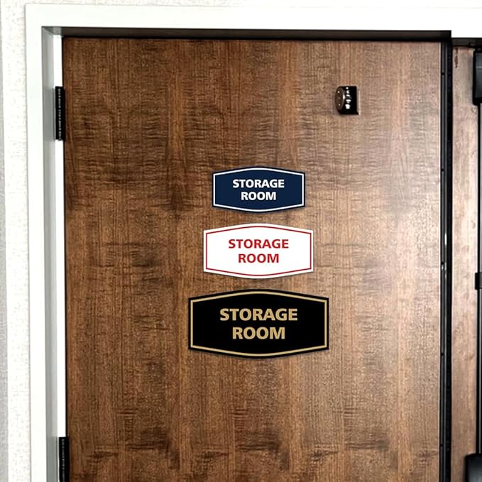 Signs ByLITA Fancy Storage Room Sign (White/Red) - Medium 2 Pack