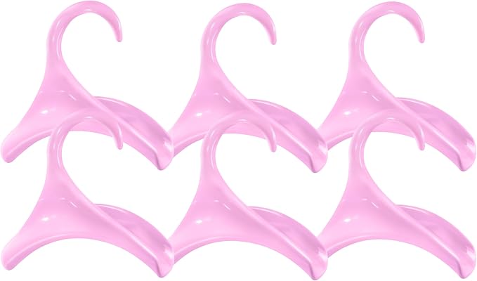 Bag-a-Vie Purse Hanger for Closet - Handbag Organizer Hooks for Hanging Bags & Purses, Protecting Bag Shape & Organizing Space (6 Hanger, Pink Plastic)