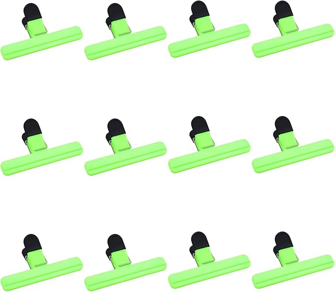 12Pack Large Chip,ULIFESTAR Food Clips,Upgrade Wide Open Bag Clips for Food Storage with Air Tight Seal Grip,Assorted Color(Green 15.3 * 8.6 * 2.5cm/6.02 * 3.39 * 0.98")