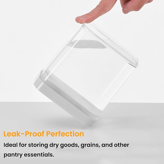 vacane Pump-Lock Airtight Food Storage Containers Set with Lids, 0.38/0.99/1.63Qt Plastic Cereal Containers, Stackable Kitchen Storage Containers Set for Flour Snack Sugar Coffee, Dishwasher Safe
