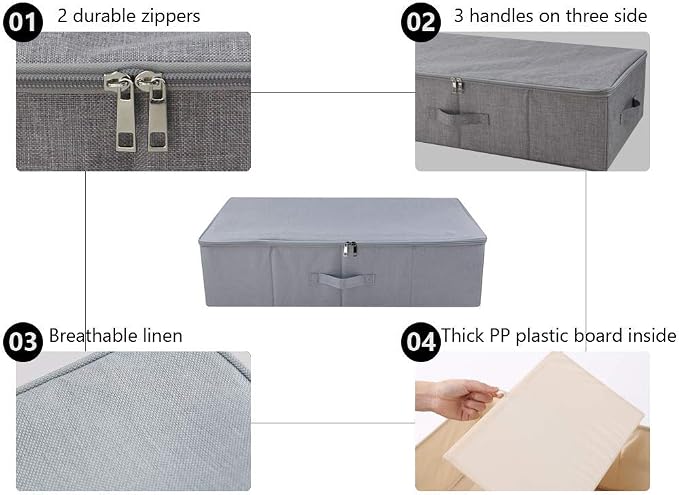 Folding Under the Bed Storage Bin with Lids, Under Bed Storage Containers | underbed storage containers,under bed storage bins, Wardrobe Closet Clothing Blanket, Shoes, Toys Organizer Containers