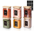 ComSaf Spice Jars 8oz Set of 6, Small Seasoning Containers with 9 Labels | Glass Spice Jars With Labels, Rectangle Small Jar, Spice Rack Organization, Loose Tea, Herbs, Powders, Dry Goods, BPA Free