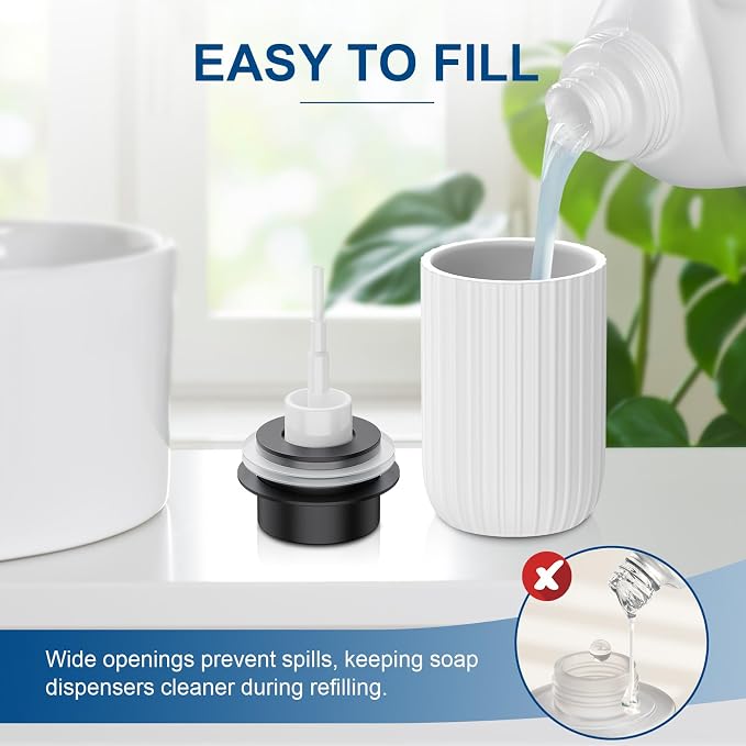 Ceramic Foaming Soap Dispenser, 12 oz Bathroom Foam Hand Soap Dispenser, Refillable Lotion Soap Dispenser with Removable Pump for Kitchen Hand Wash Dispenser, Modern Home Decor(2Pack-White)