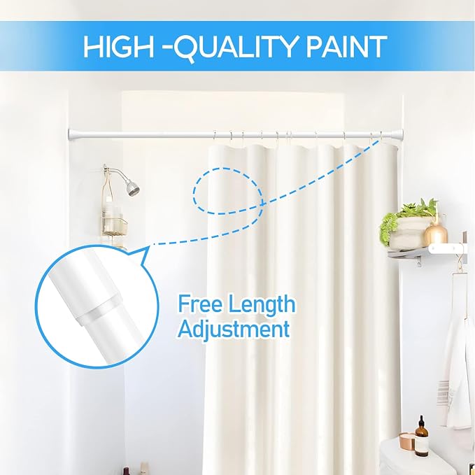 1 Pack Spring Tension Rods 28-49 Inches, 7/8 Inch Diameter White No Drill Spring Loaded Adjustable Extendable, Small Short Tension Curtain Rod for Windows Kitchen Doorway Closet Cupboard