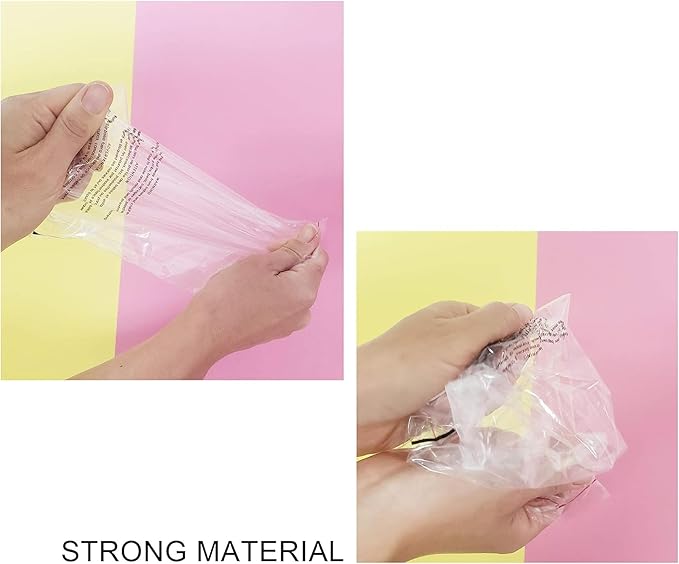 The Elixir Packaging 100 Count 6 x 9 Clear Poly Bag with Suffocation Warning Reclesable Transparent Plastic Tote Backpack Mailer Bag, Food Grade Material, 1.5 Mil Thickness