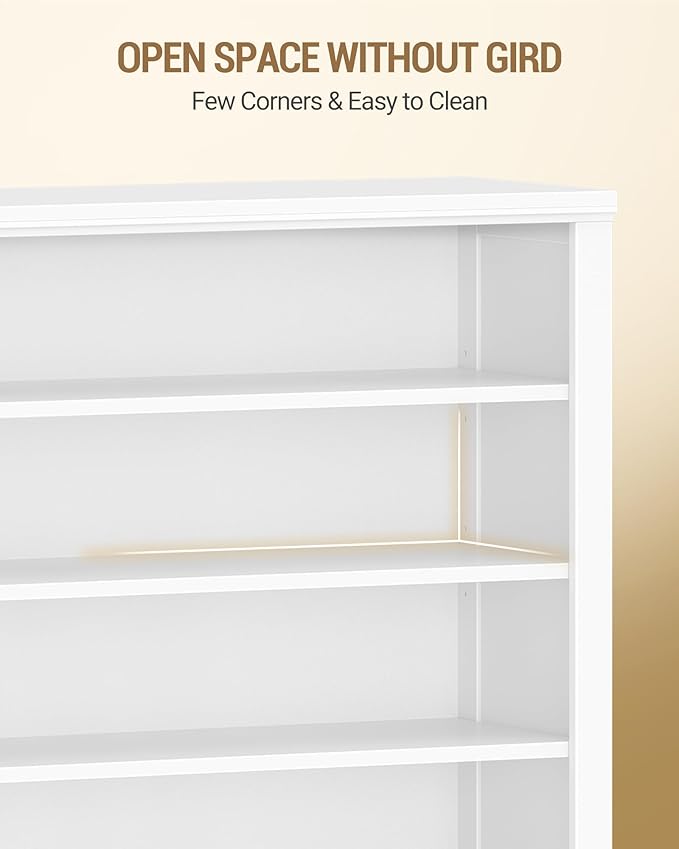 Hzuaneri Shoe Storage Cabinet,10 Tiers Farmhouse Tall Shoe Cubby Organizer | Freestanding Shoe Cabinets, Wooden Shoes Rack with Cubby, 46-50 Pairs, for Entryway, Living Room, White SR59803X